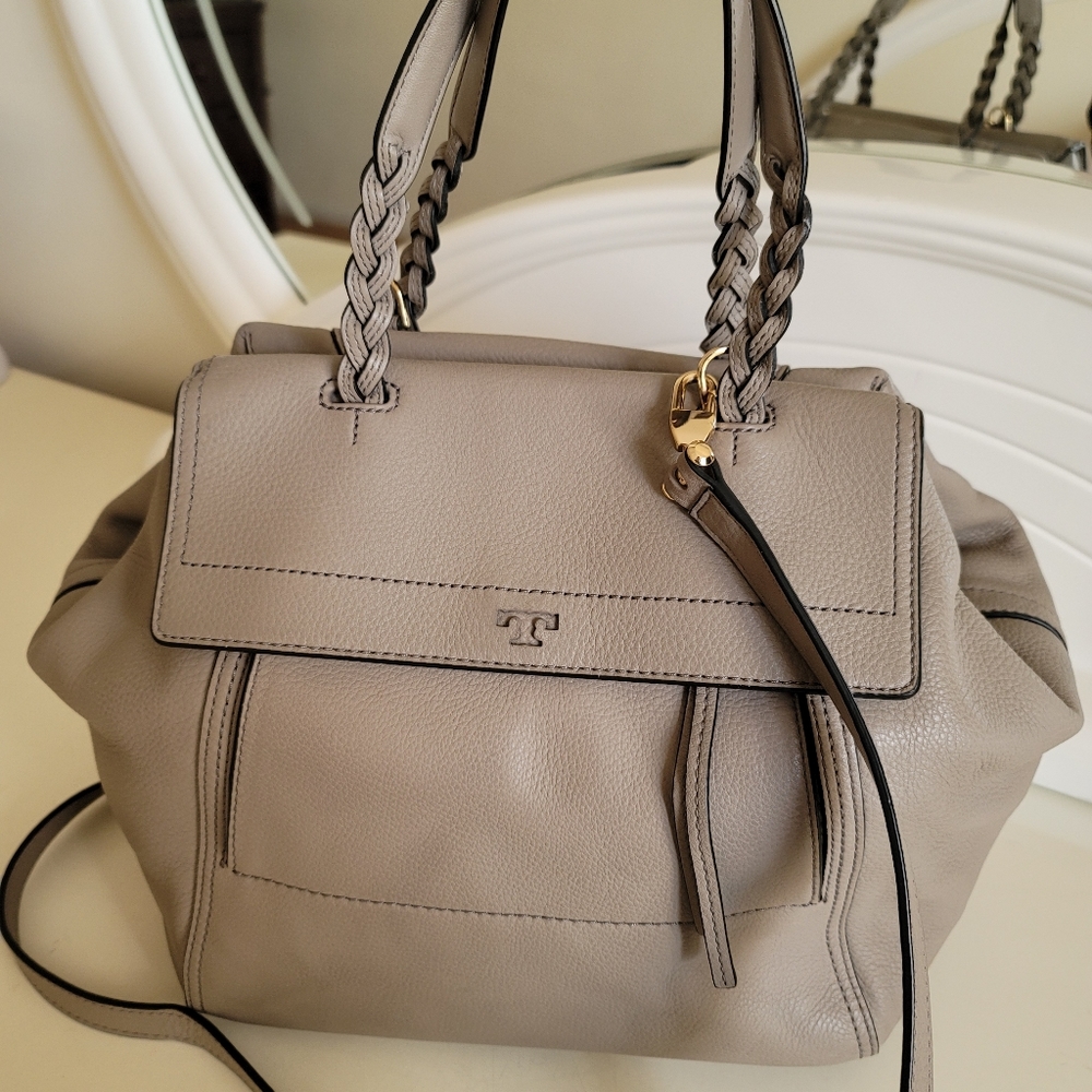 SOLD Tory Burch large half moon leather Satchel
